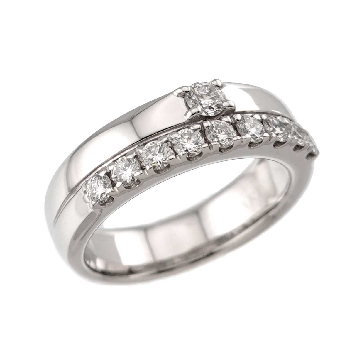Diamond 0.46ct Ring 18K White Gold 750 Size5.5-5.75(US)