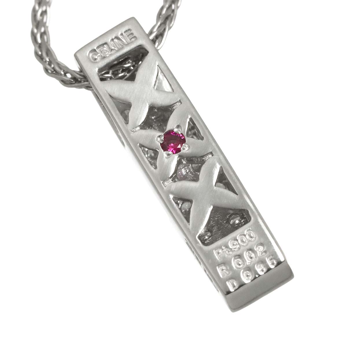 Diamond 0.35ct Ruby 0.02ct Necklace Platinum