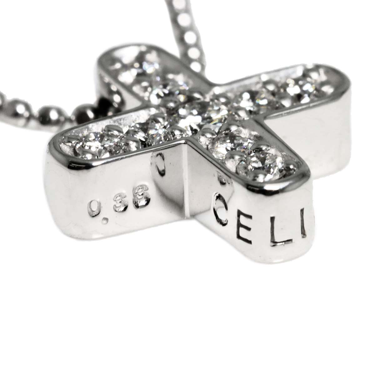 Diamond 0.33ct Cross Necklace 18K White Gold 750