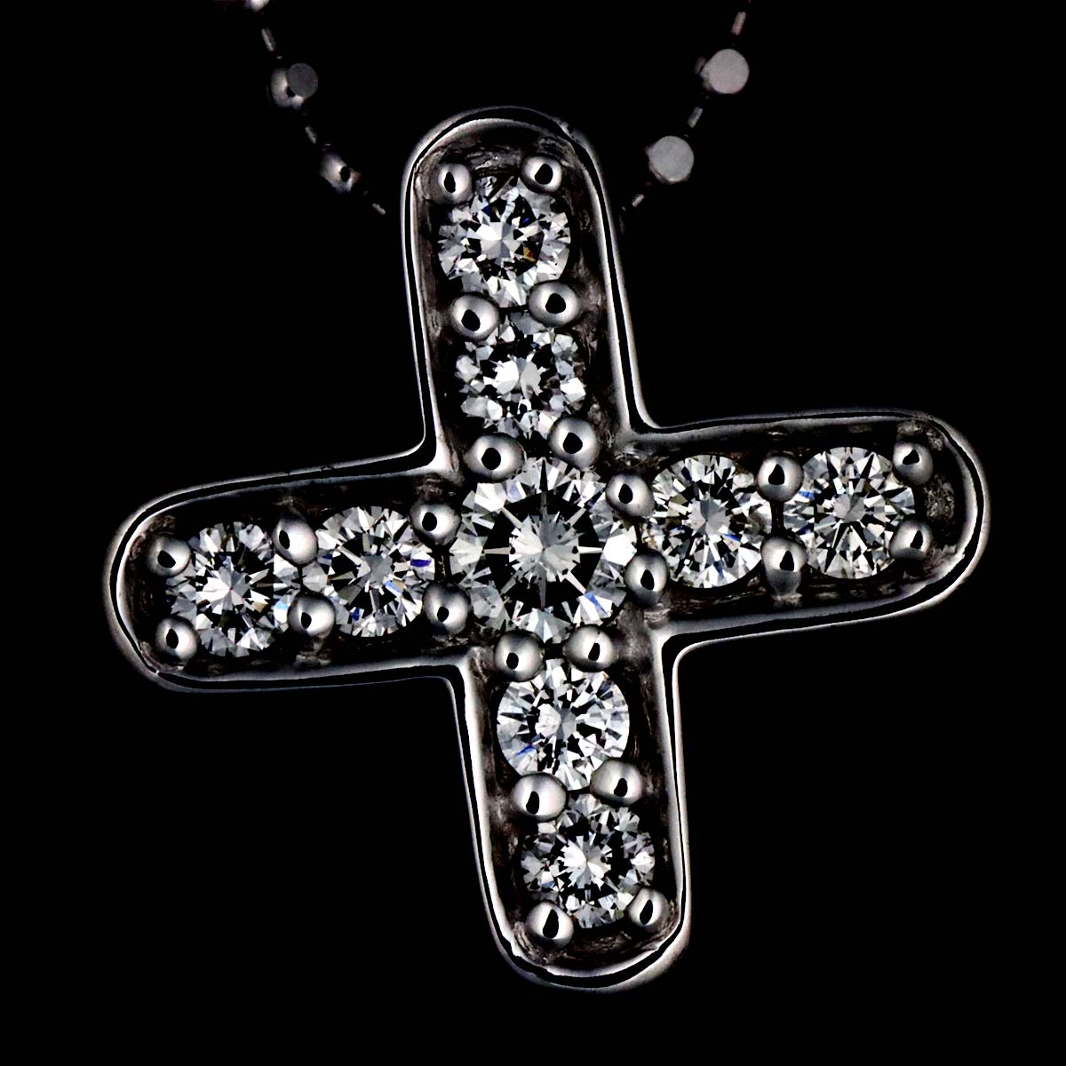 Diamond 0.33ct Cross Necklace 18K White Gold 750