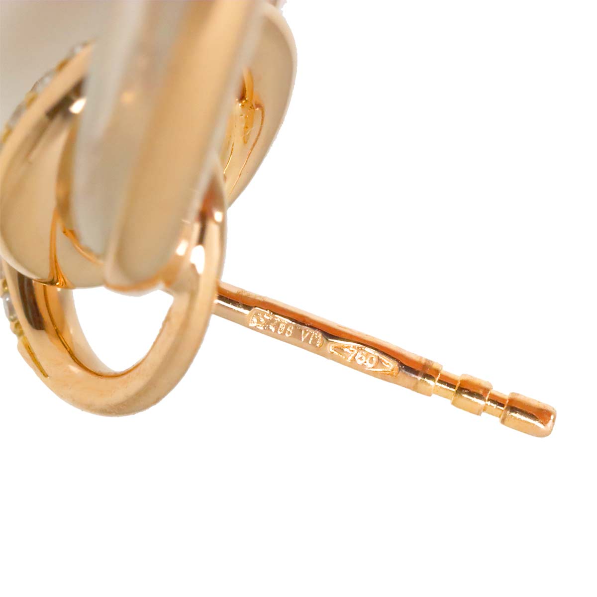 Liens MOP Diamond Earrings Pierced 18K Pink Gold 750