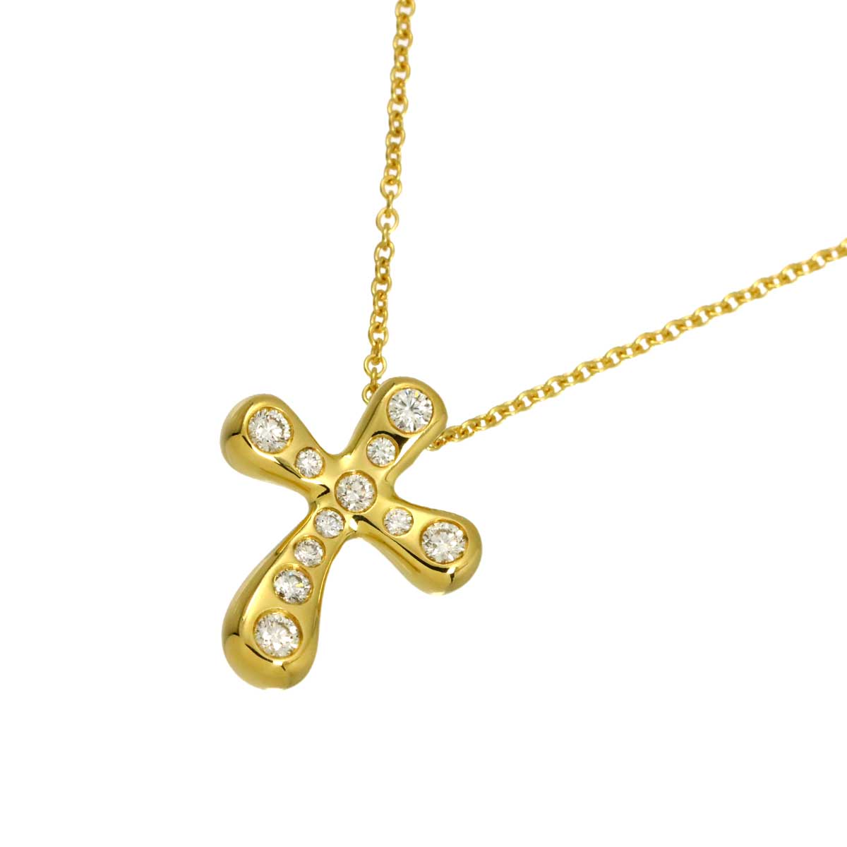 Dots Cross Diamond Necklace 18K YG 750