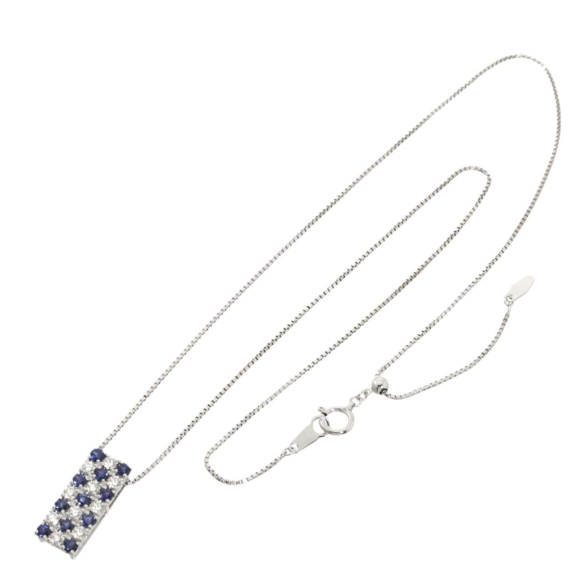 Sapphire Diamond 0.47ct Necklace 18K White Gold 750