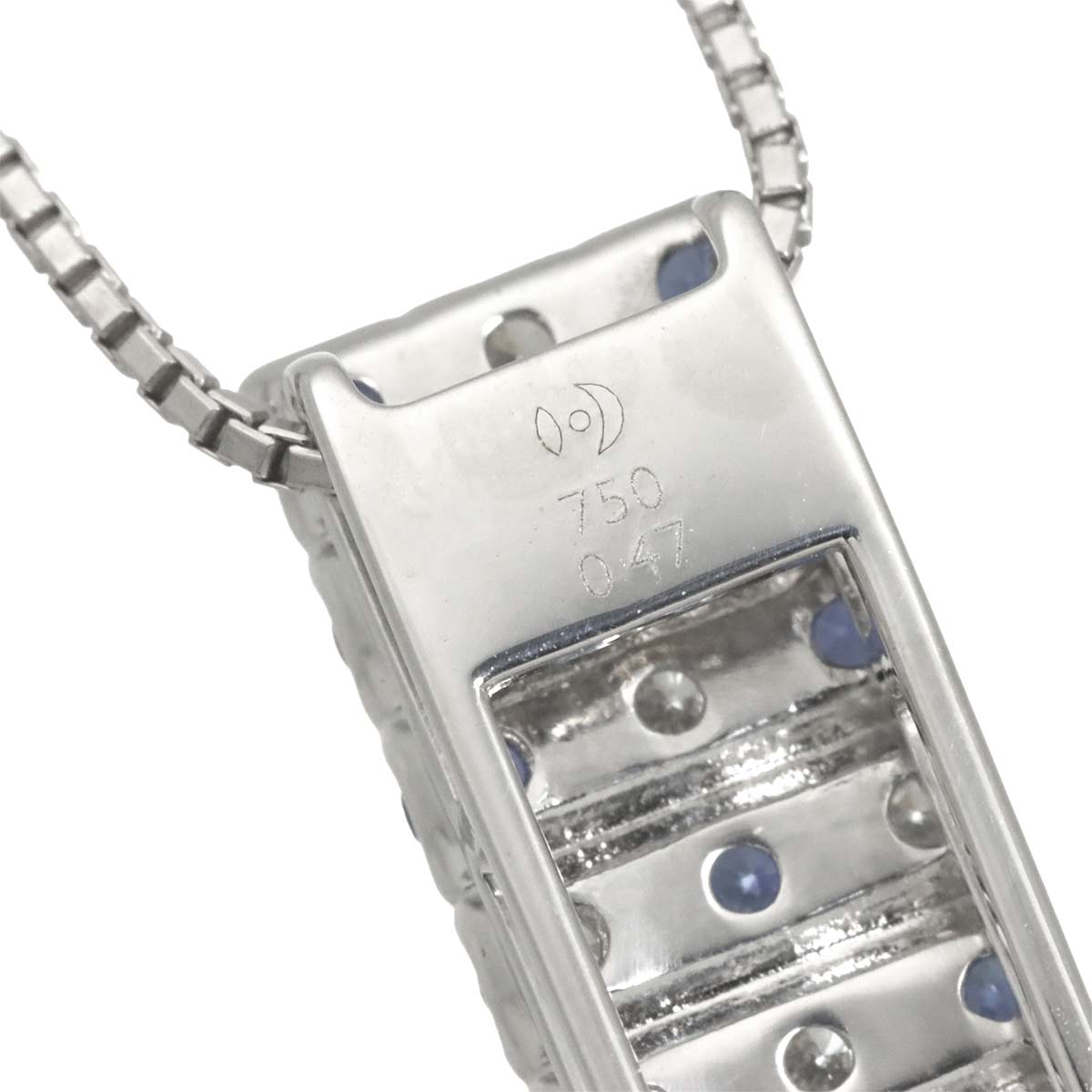 Sapphire Diamond 0.47ct Necklace 18K White Gold 750