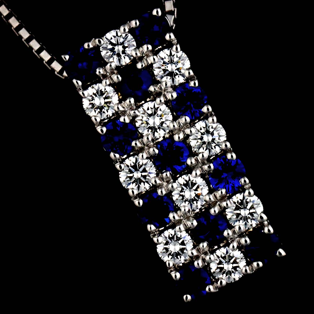Sapphire Diamond 0.47ct Necklace 18K White Gold 750