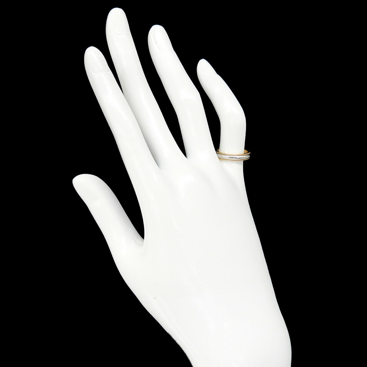 Milgrain Band Ring 18K 750 YG Platinum Size4(US)