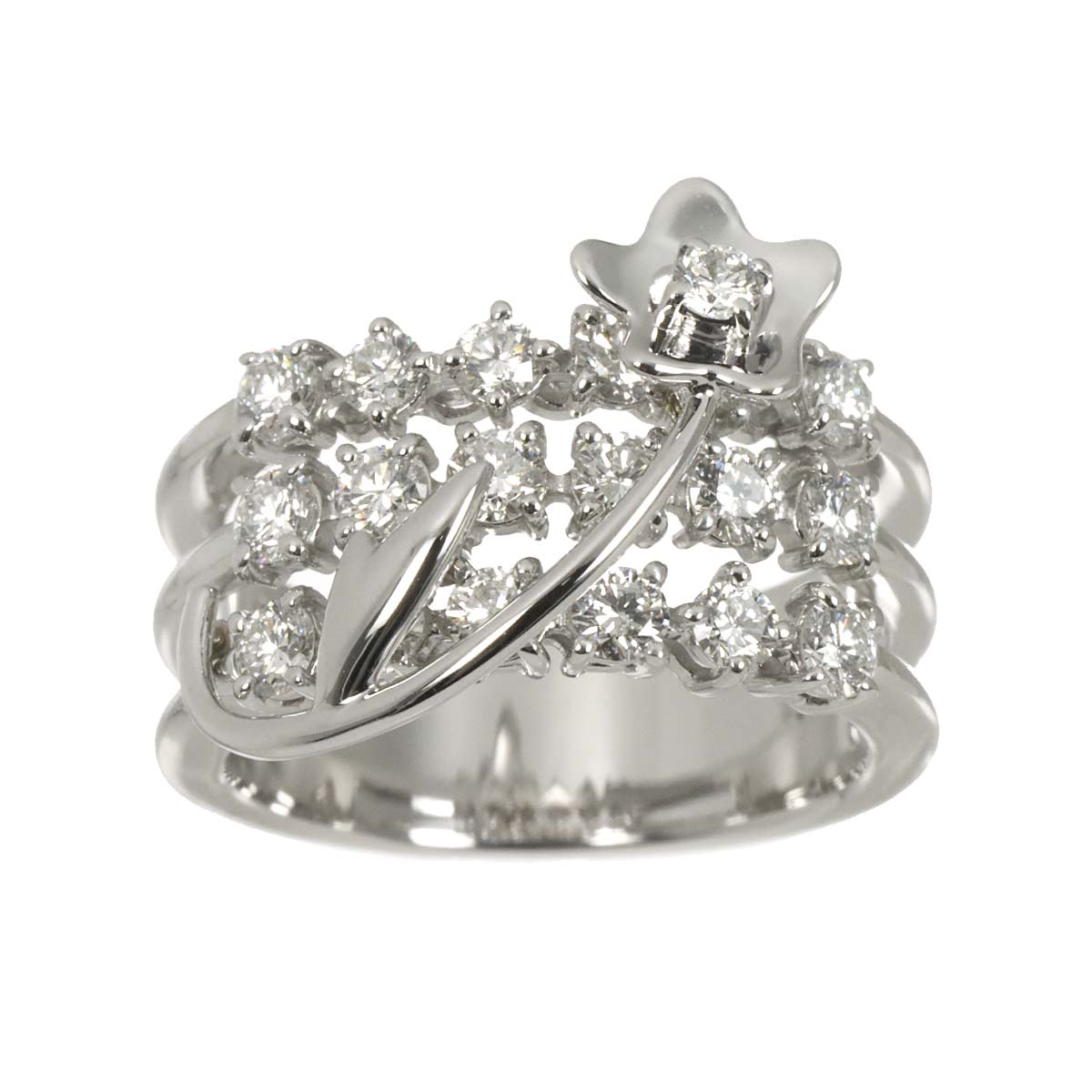 Diamond 1.10ct Ring 18K White Gold 750 Size5.5-5.75(US)