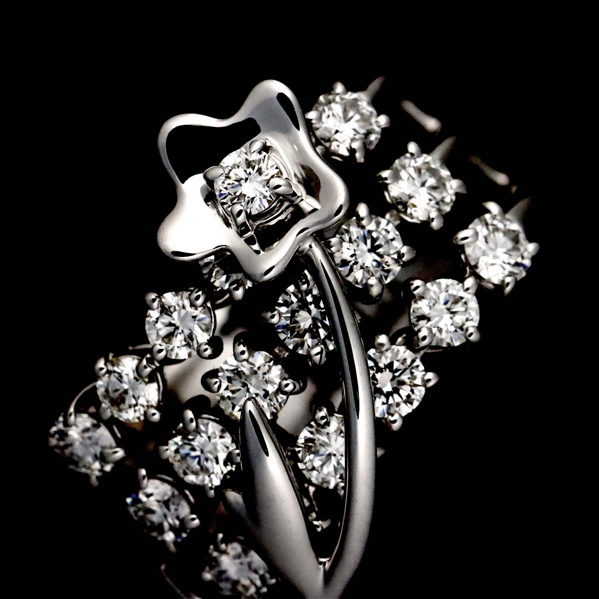 Diamond 1.10ct Ring 18K White Gold 750 Size5.5-5.75(US)
