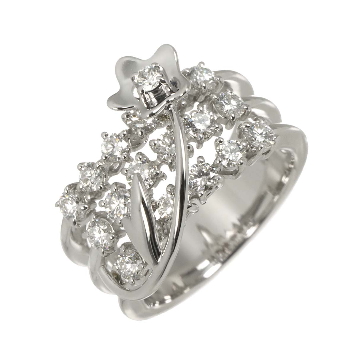 Diamond 1.10ct Ring 18K White Gold 750 Size5.5-5.75(US)