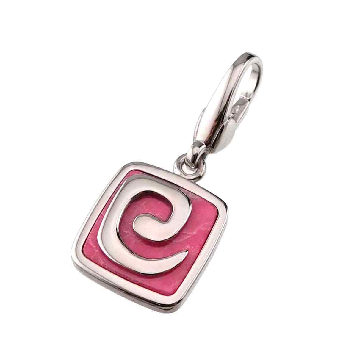 Rhodochrosite Pendant Top Charm 18K White Gold 750