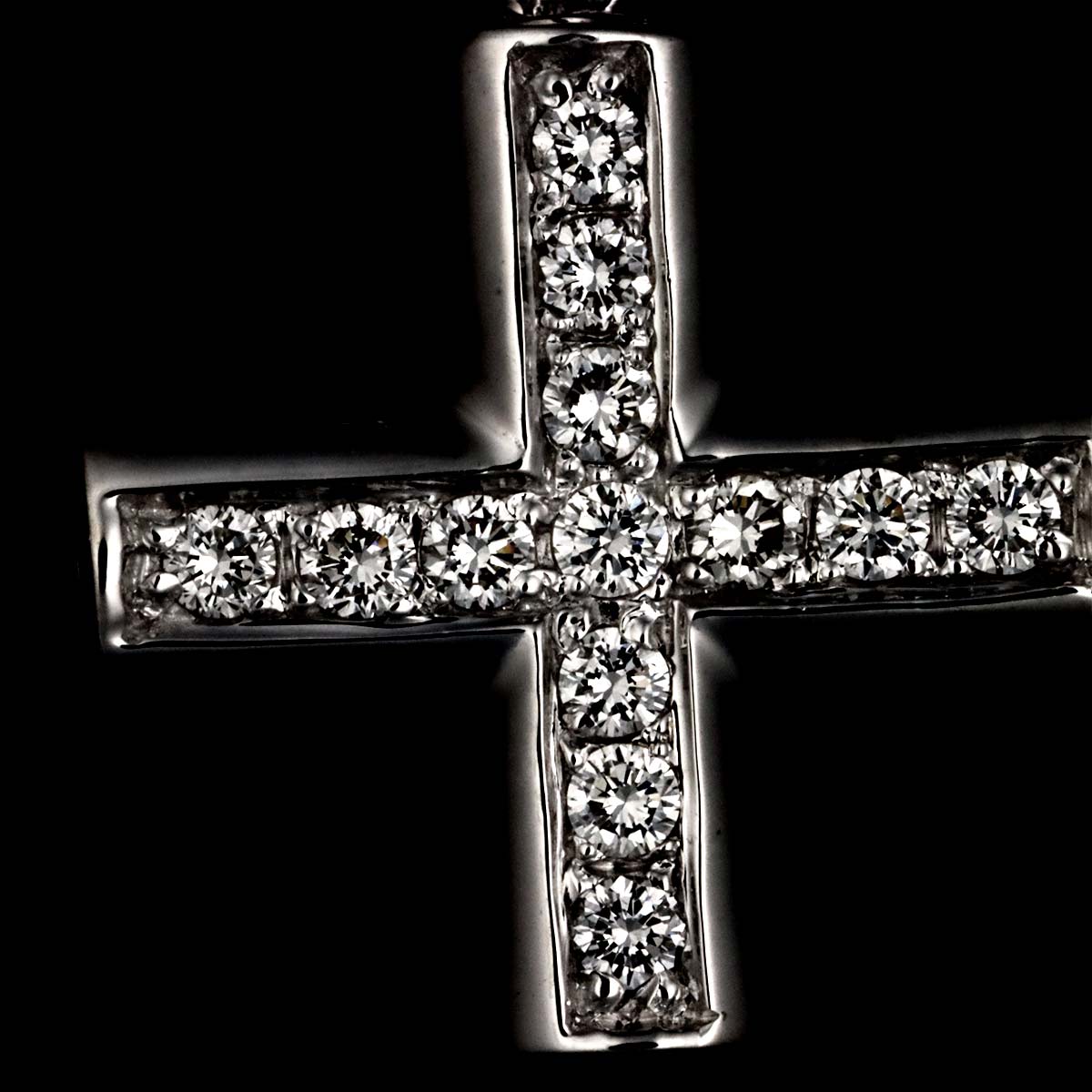 Cross Diamond Necklace K18 18K WG White Gold 750