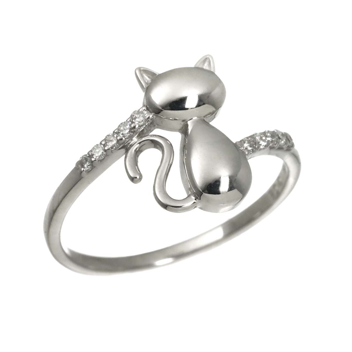 Diamond 0.08ct Ring 18K K18 WG White Gold size5.5-5.75(US)