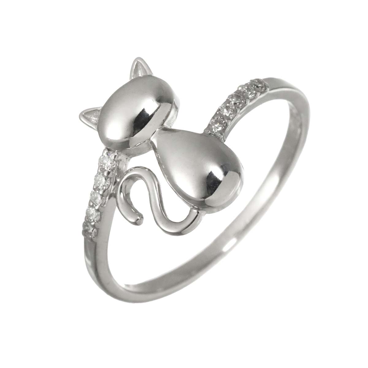 Diamond 0.08ct Ring 18K K18 WG White Gold size5.5-5.75(US)