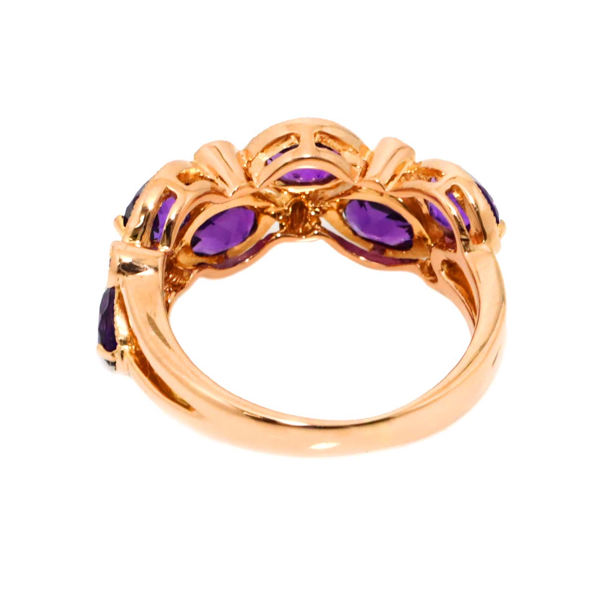 Amethyst 2.05ct Diamond 0.05ct Ring 18K PG Pink Gold Size5.25-5.5(US)