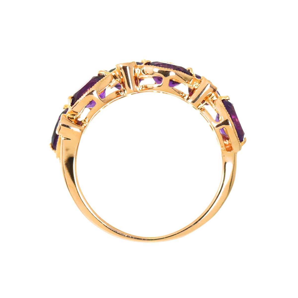 Amethyst 2.05ct Diamond 0.05ct Ring 18K PG Pink Gold Size5.25-5.5(US)