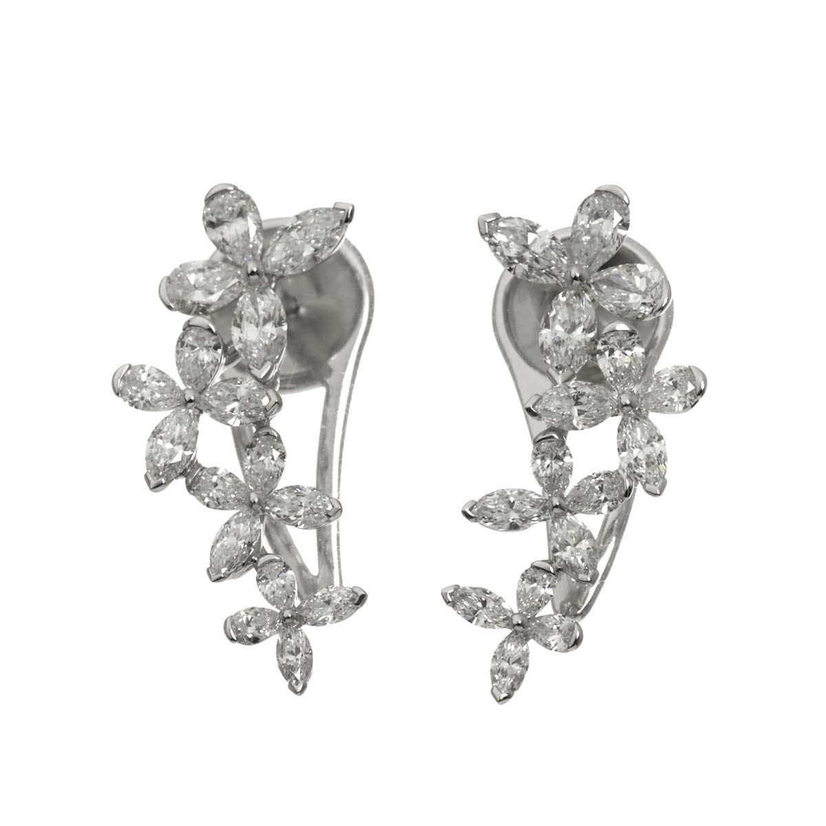 Butterfly Diamond Earrings Pierced 18K WG 750