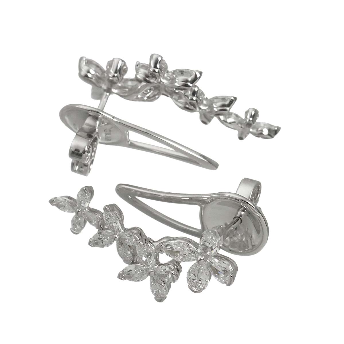 Butterfly Diamond Earrings Pierced 18K WG 750