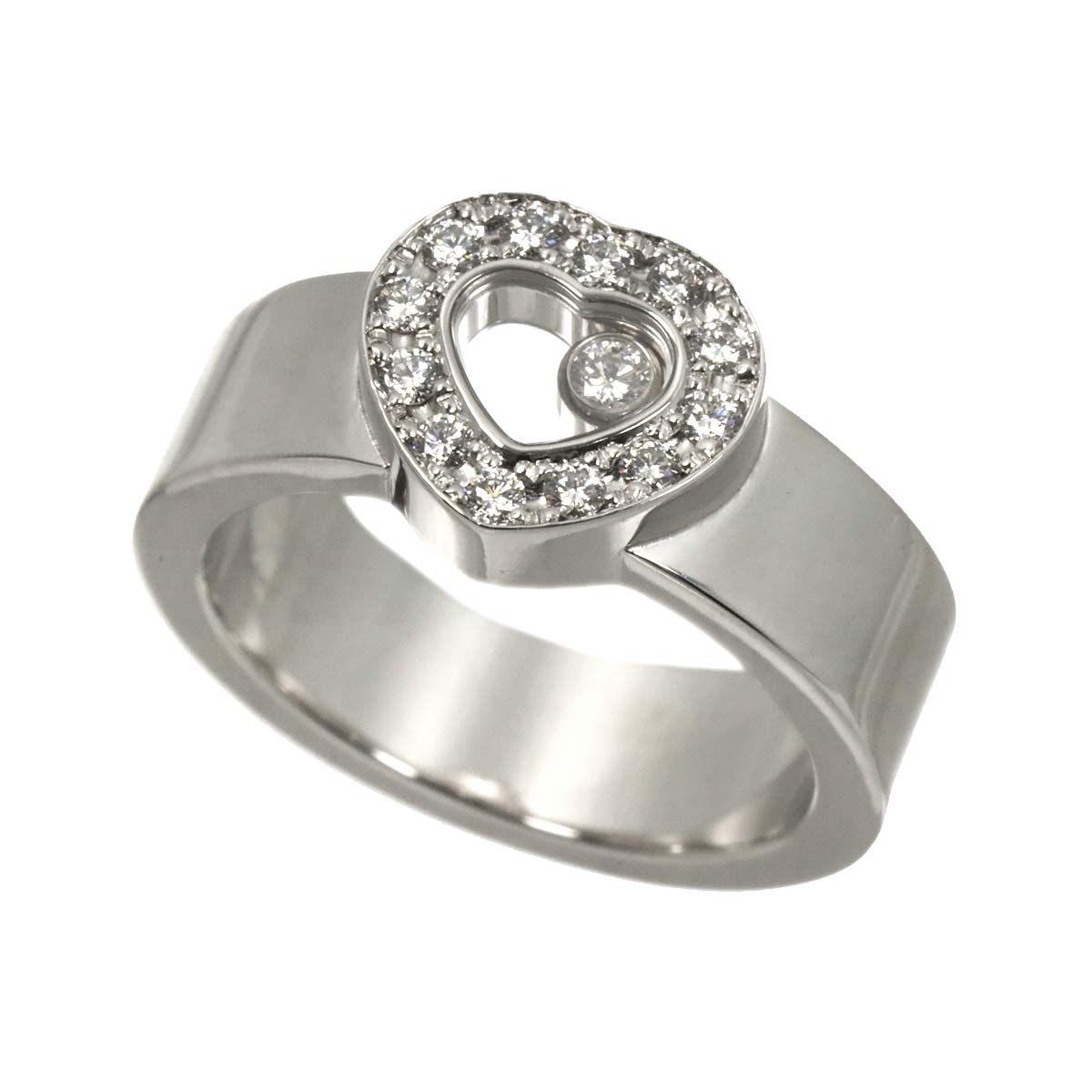 Happy Diamond Heart Ring 18K White Gold 750 Size5.75-6(US)
