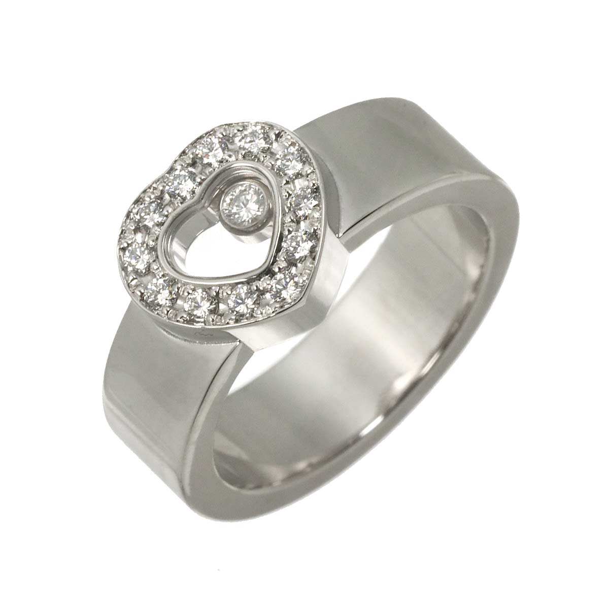 Happy Diamond Heart Ring 18K White Gold 750 Size5.75-6(US)