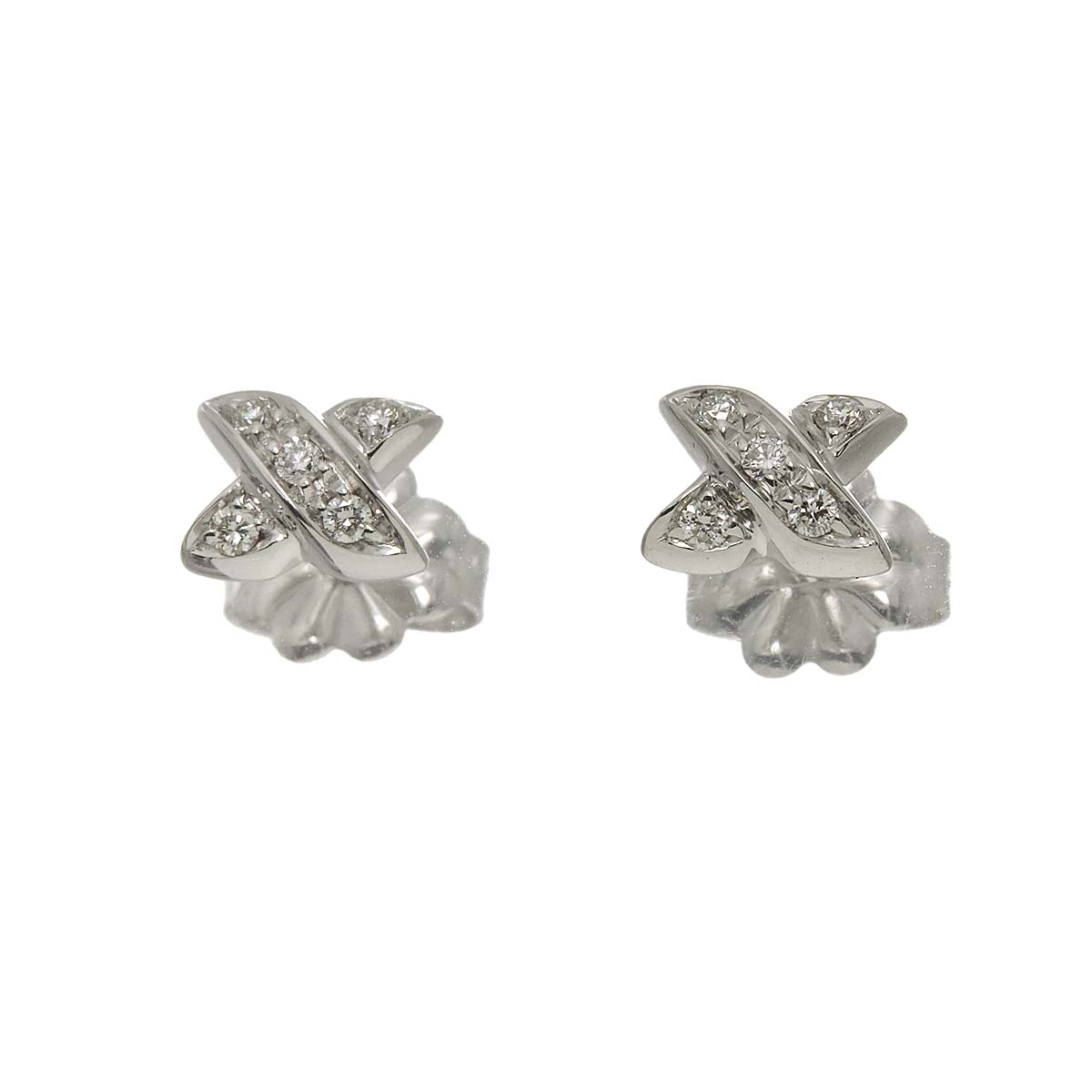 Signature Diamond Earrings Pierced 18K WG 750