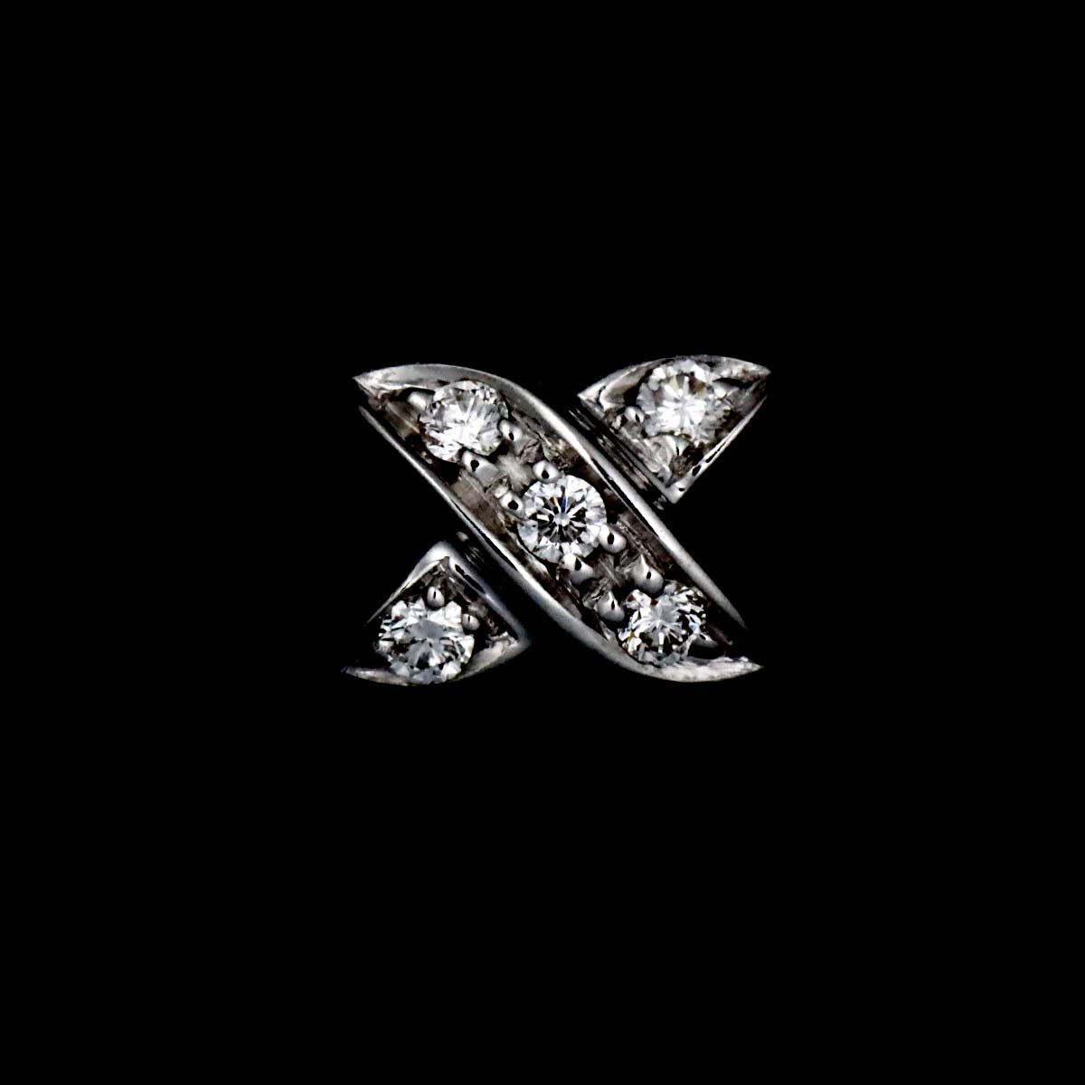Signature Diamond Earrings Pierced 18K WG 750