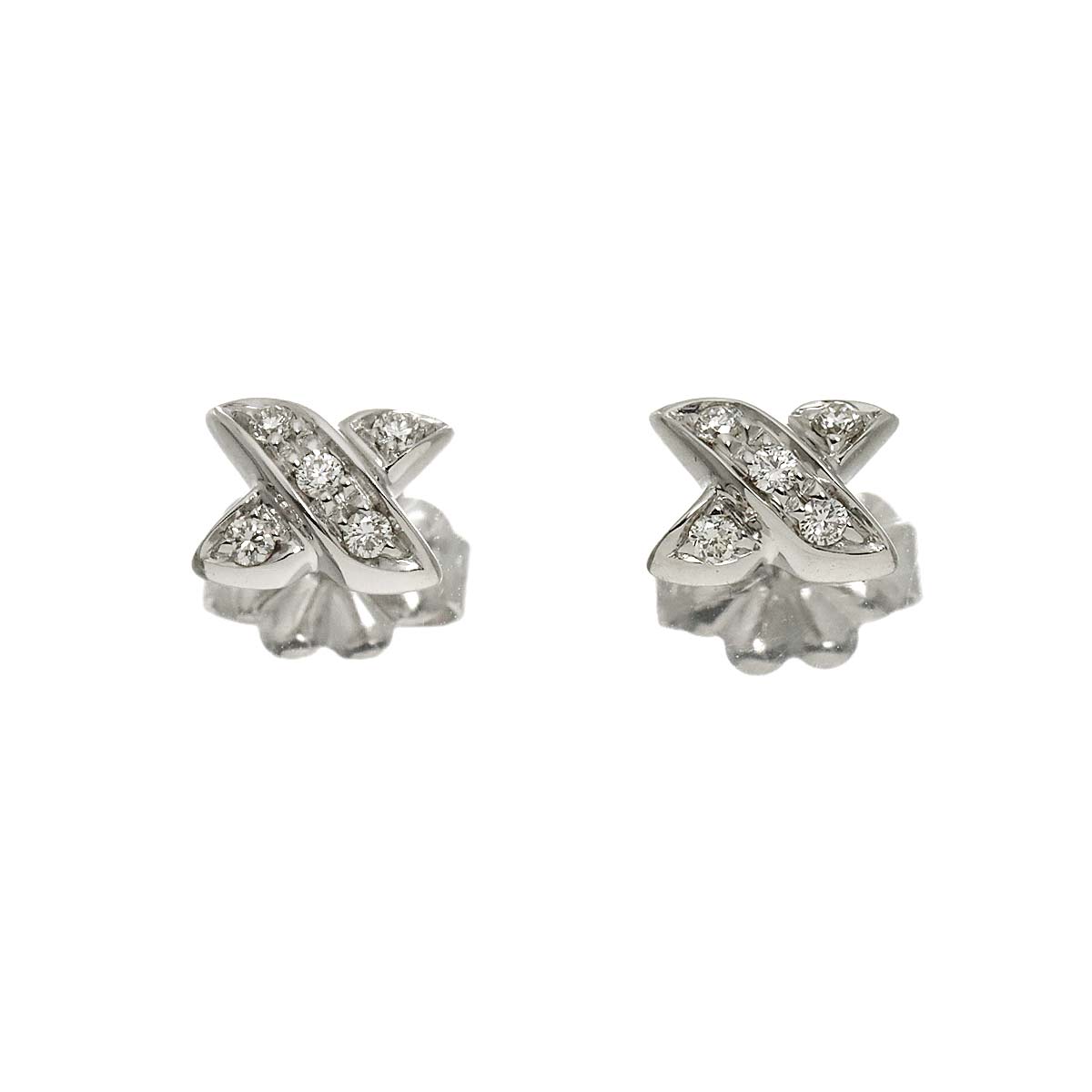 Signature Diamond Earrings Pierced 18K WG 750