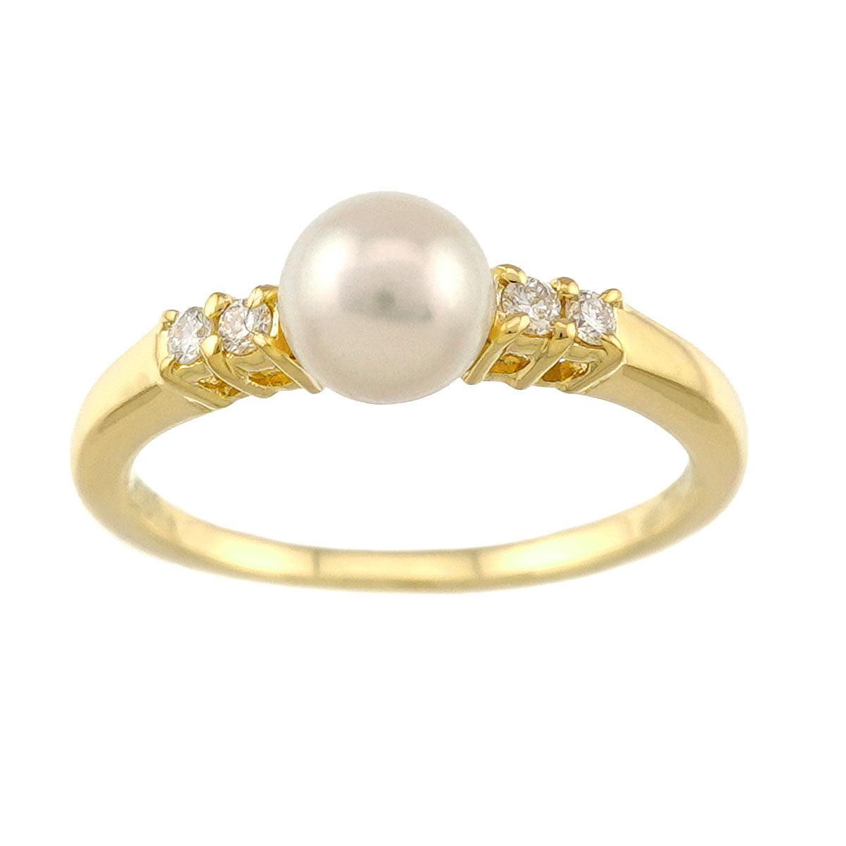 Akoya Pearl 5.6mmiamond Ring 18K YG 750 Size5.25(US)