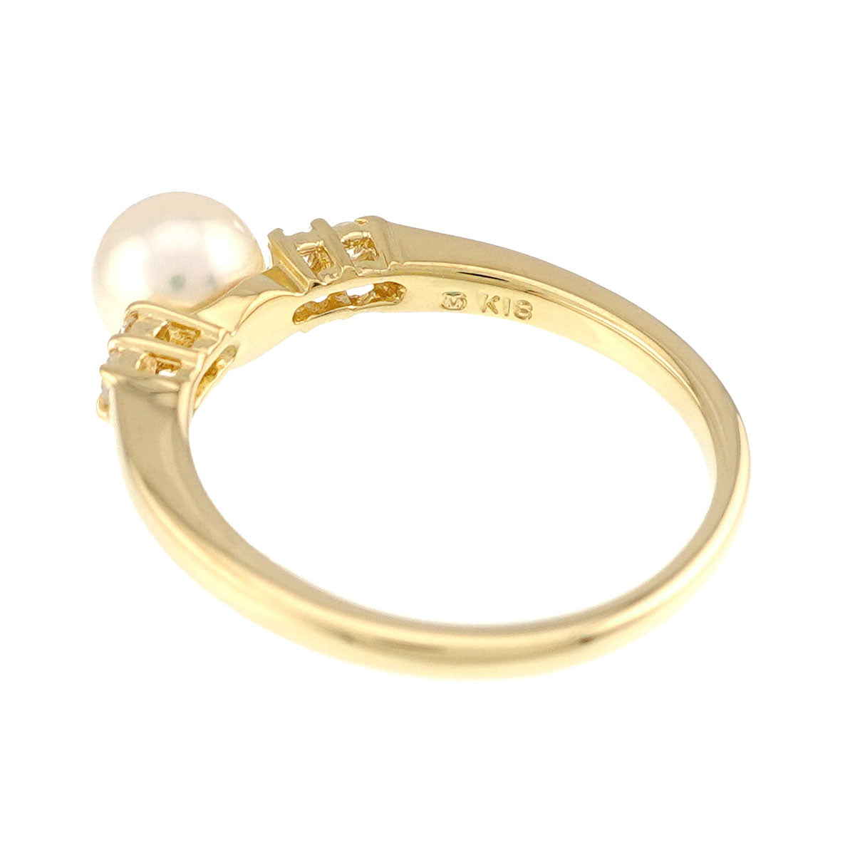 Akoya Pearl 5.6mmiamond Ring 18K YG 750 Size5.25(US)