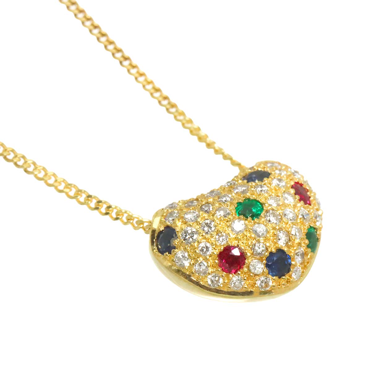 Diamond 0.41ct Multi stone 0.47ct Necklace 18K YG 750