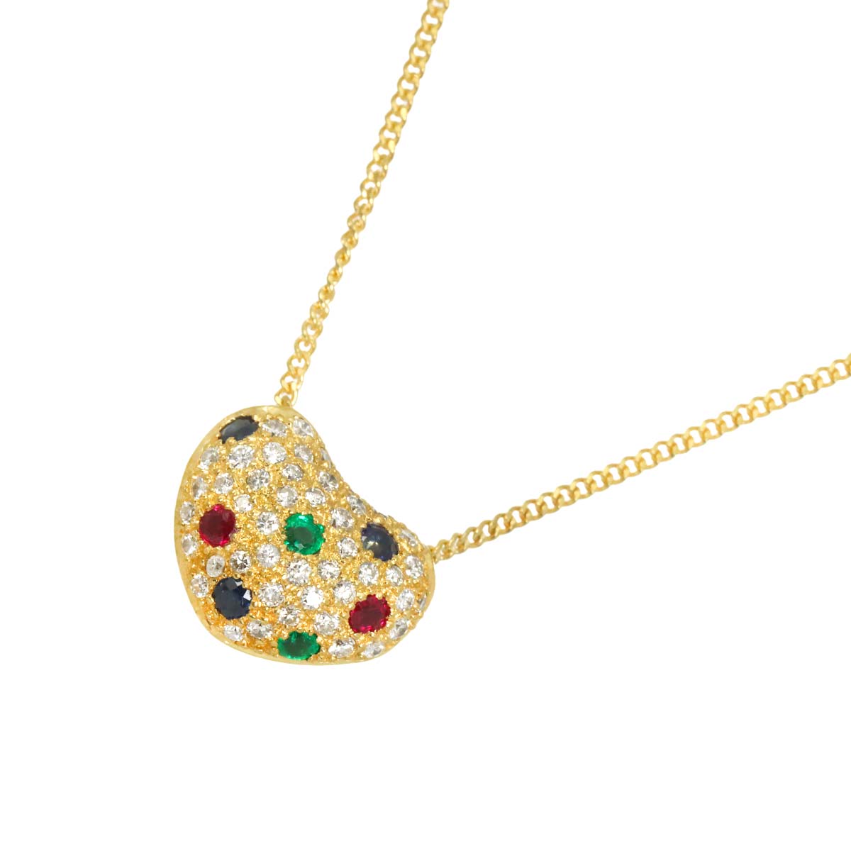 Diamond 0.41ct Multi stone 0.47ct Necklace 18K YG 750