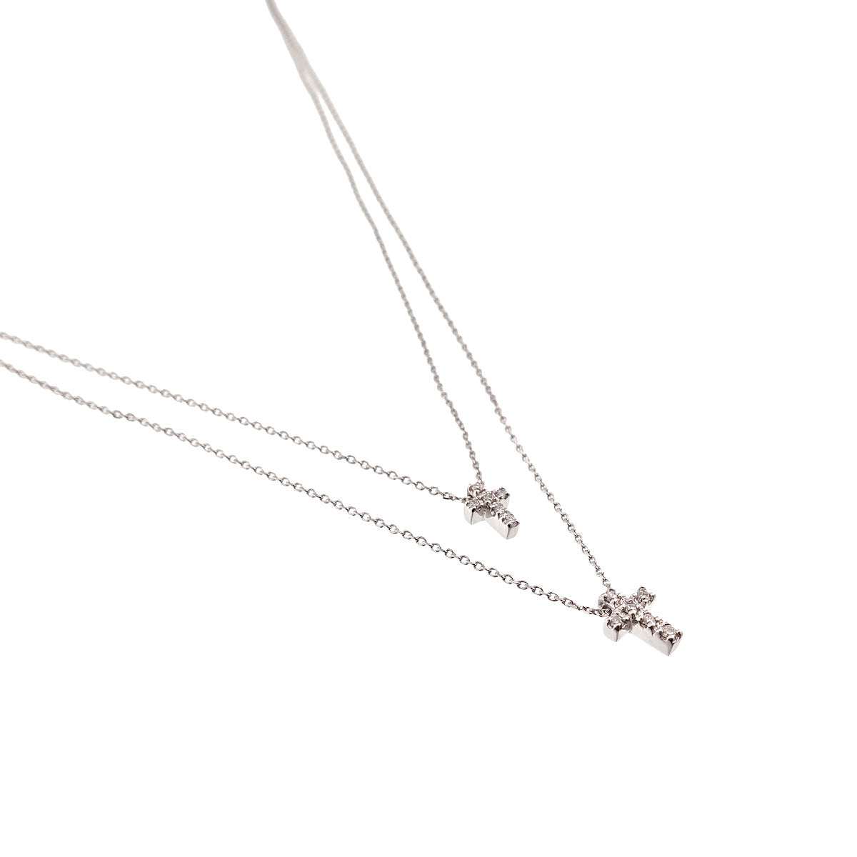 Cross Diamond Necklace 18K White Gold 750