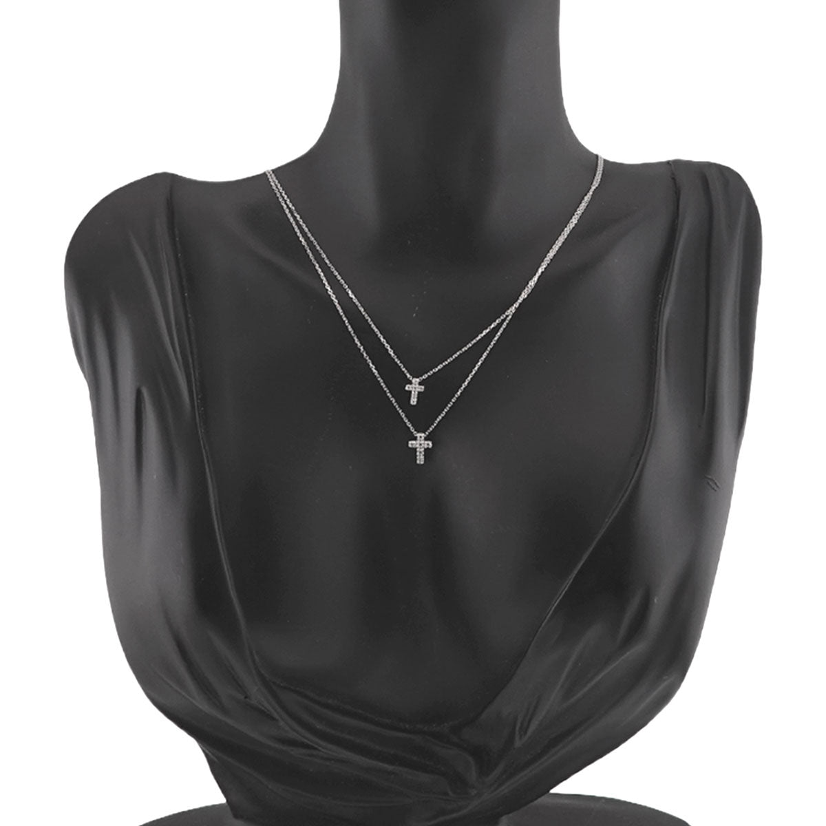 Cross Diamond Necklace 18K White Gold 750