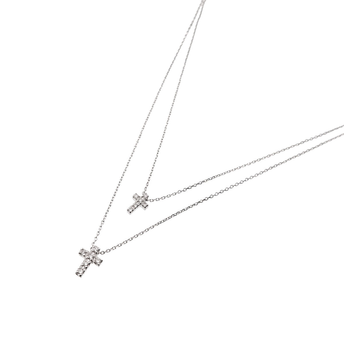 Cross Diamond Necklace 18K White Gold 750