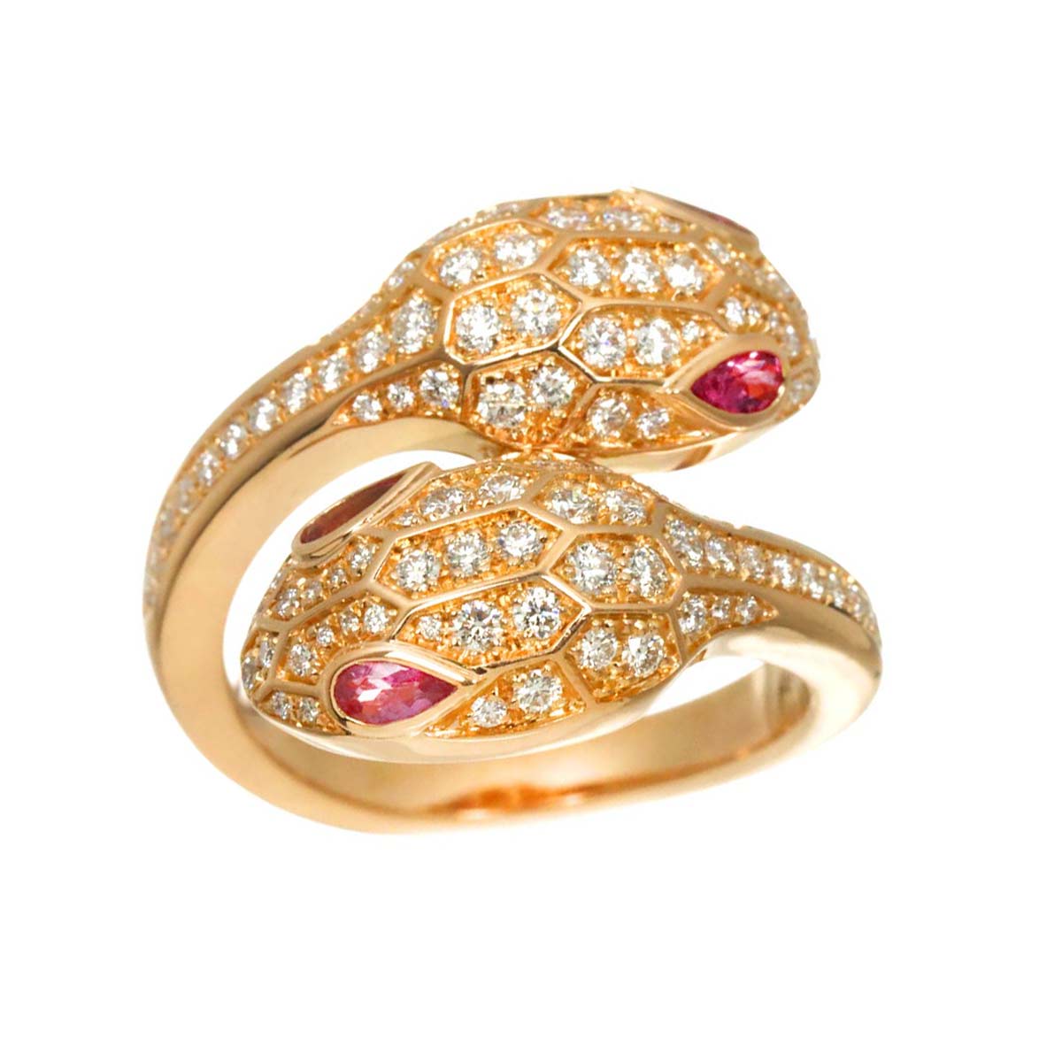 Serpenti Seduttori Diamond Rubellite Ring 18K PG Siz49 4.5-4.75