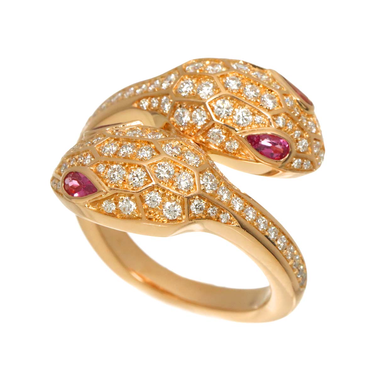 Serpenti Seduttori Diamond Rubellite Ring 18K PG Siz49 4.5-4.75