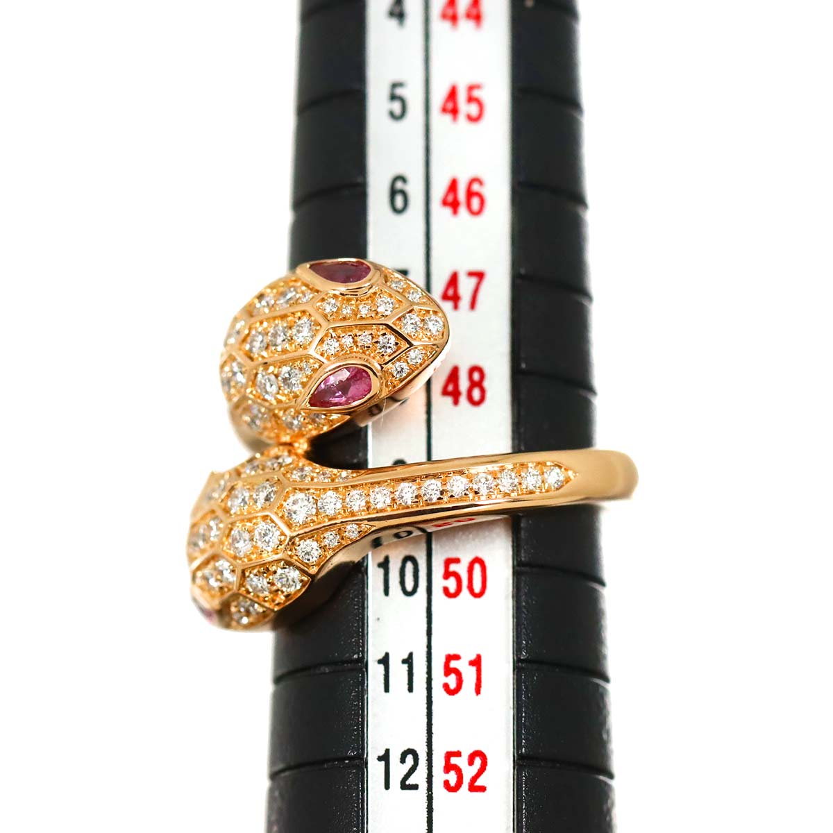 Serpenti Seduttori Diamond Rubellite Ring 18K PG Siz49 4.5-4.75