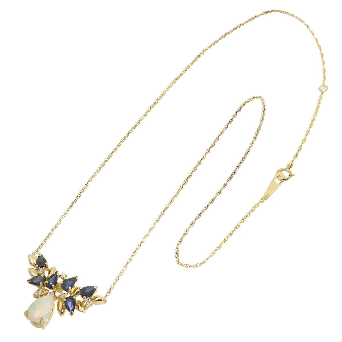 GIVENCHY Opal Sapphire Diamond Necklace 18K YG 750