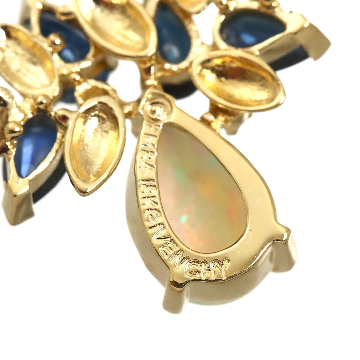 GIVENCHY Opal Sapphire Diamond Necklace 18K YG 750
