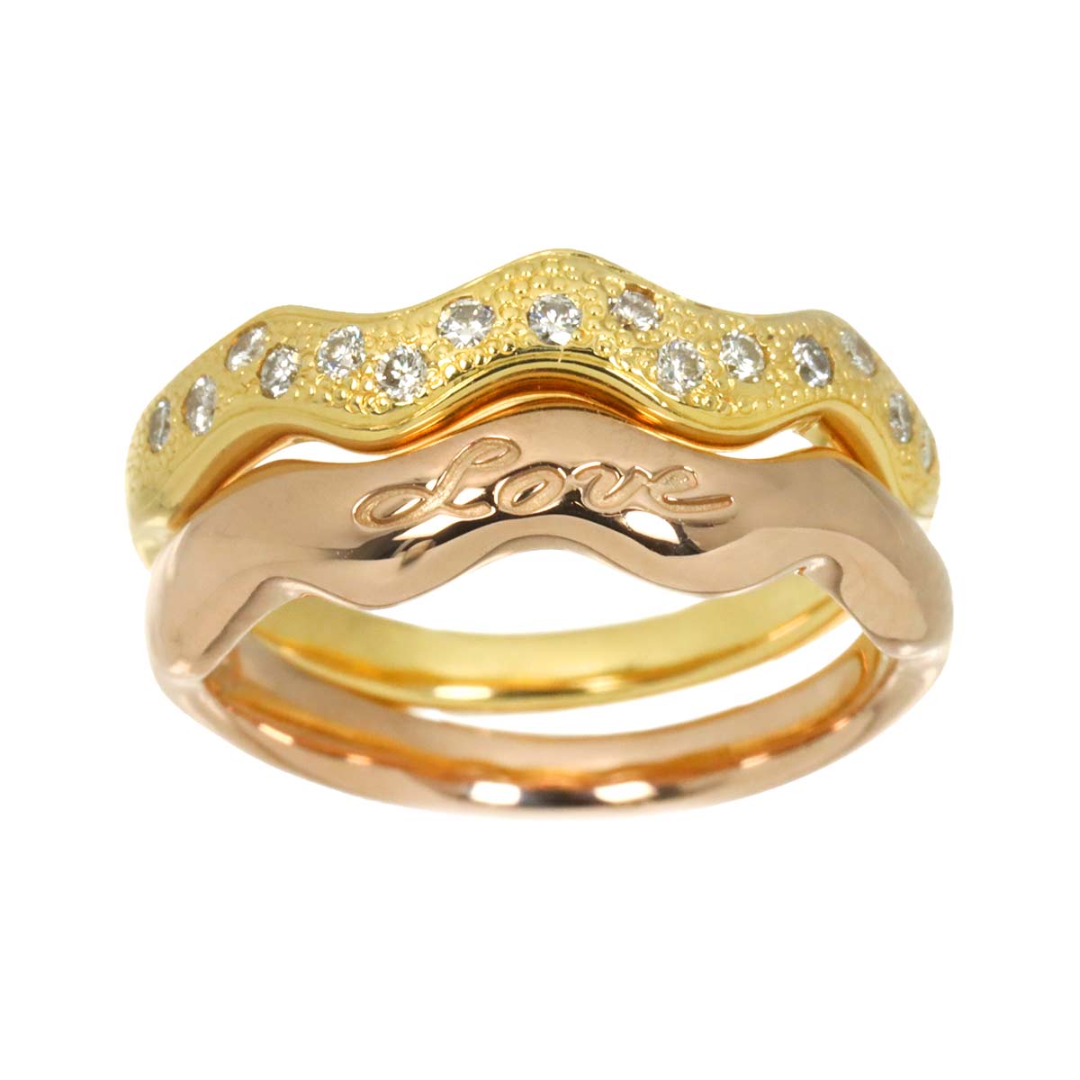 Diamond Ring 18K YG PG 750 size5.75-6(US)