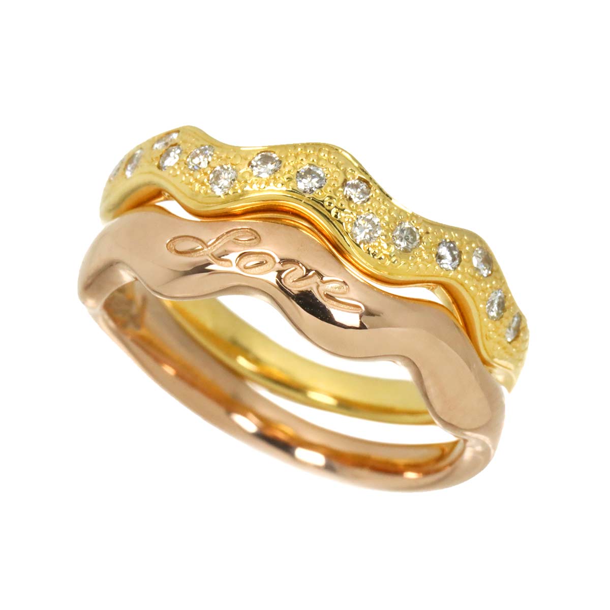 Diamond Ring 18K YG PG 750 size5.75-6(US)
