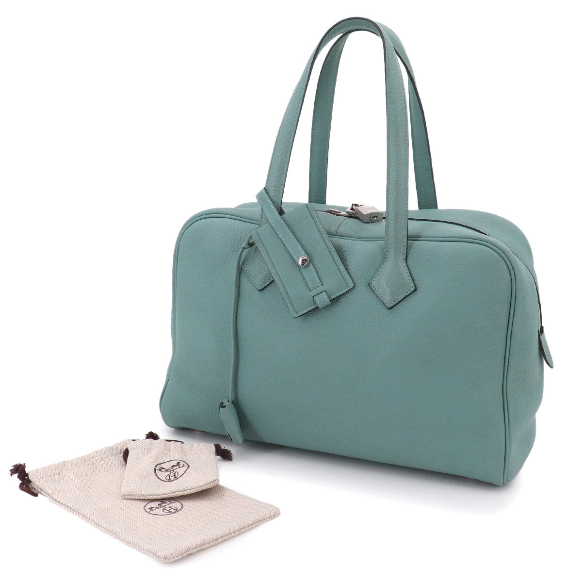 Victoria 35 Hand Bag Taurillon Clemence Ciel Purse