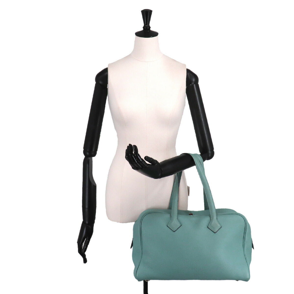 Victoria 35 Hand Bag Taurillon Clemence Ciel Purse