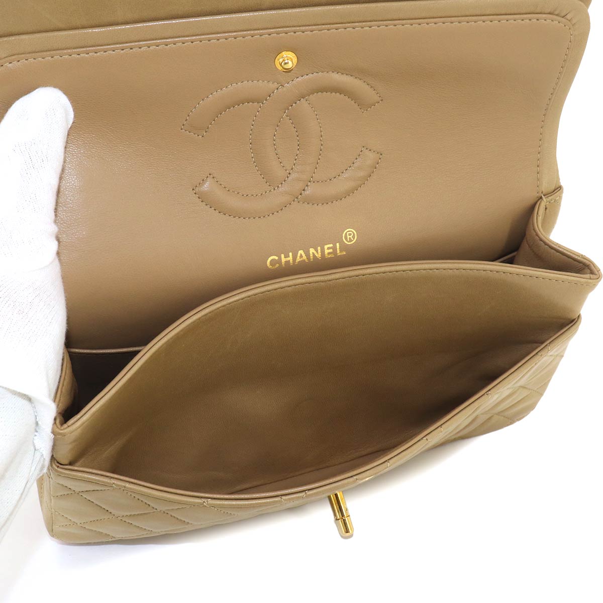 Matelasse 25 Chain Shoulder Bag Leather Beige A01112 11.12