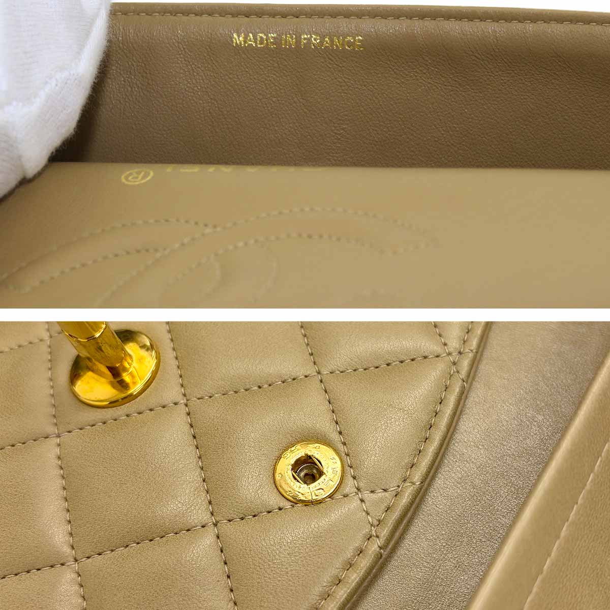 Matelasse 25 Chain Shoulder Bag Leather Beige A01112 11.12