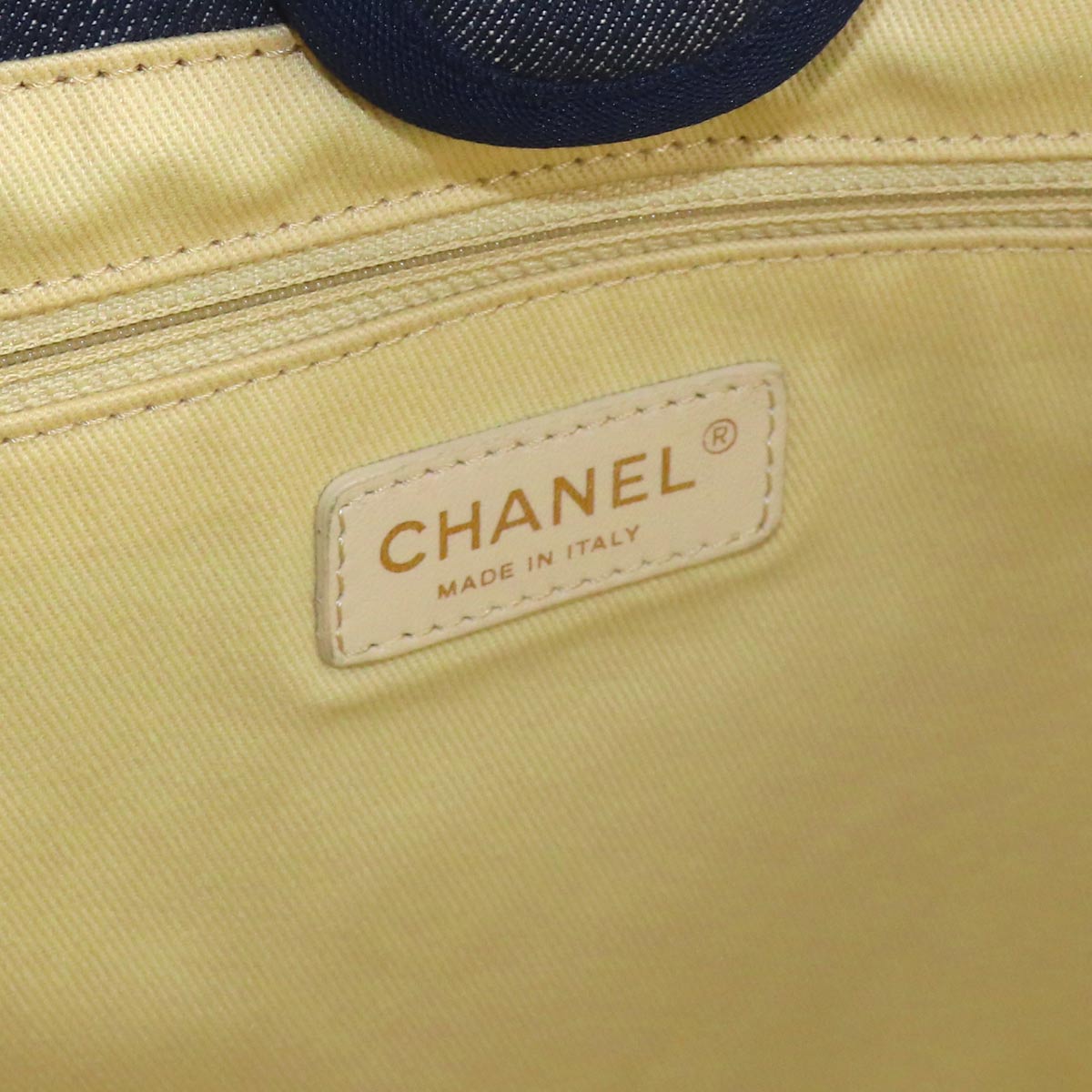 Deauville Chain Tote Bag Denim Leather Navy A67001 Purse