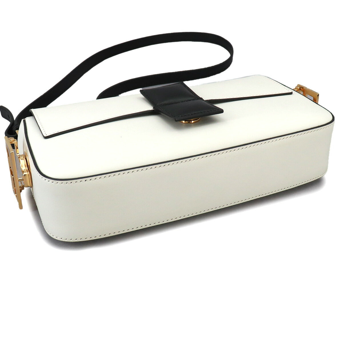 Bucket Twist Hand Shoulder Bag Leather White Black 8BR821