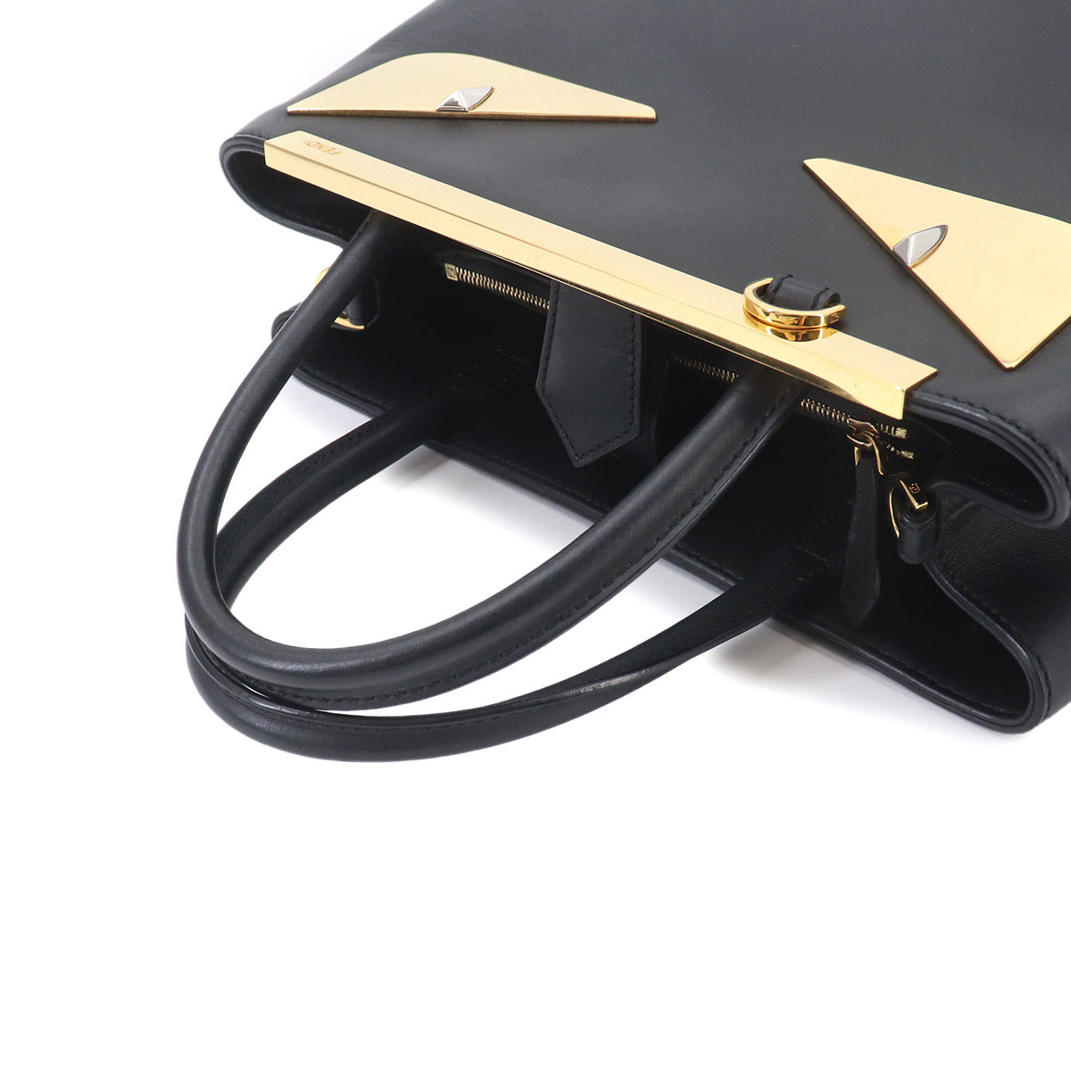Petit 2jours Monster Eyes Hand Shoulder Bag Leather Black 8BH253