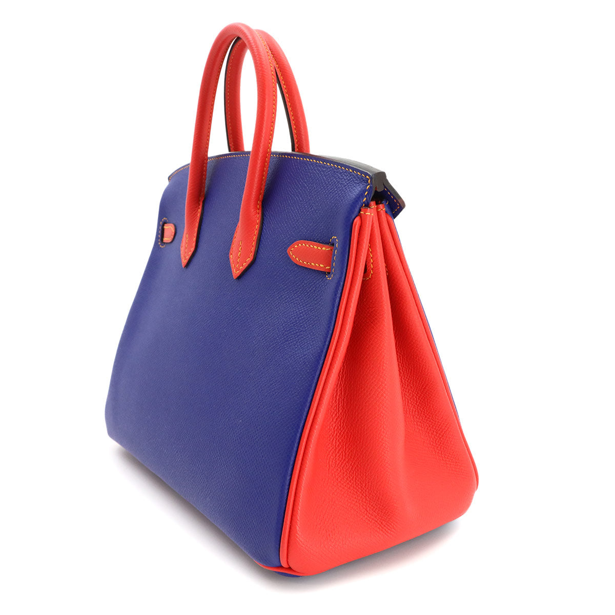 Birkin 25 SPO Hand Bag Epsom Blue Electrique Rouge Pivoine