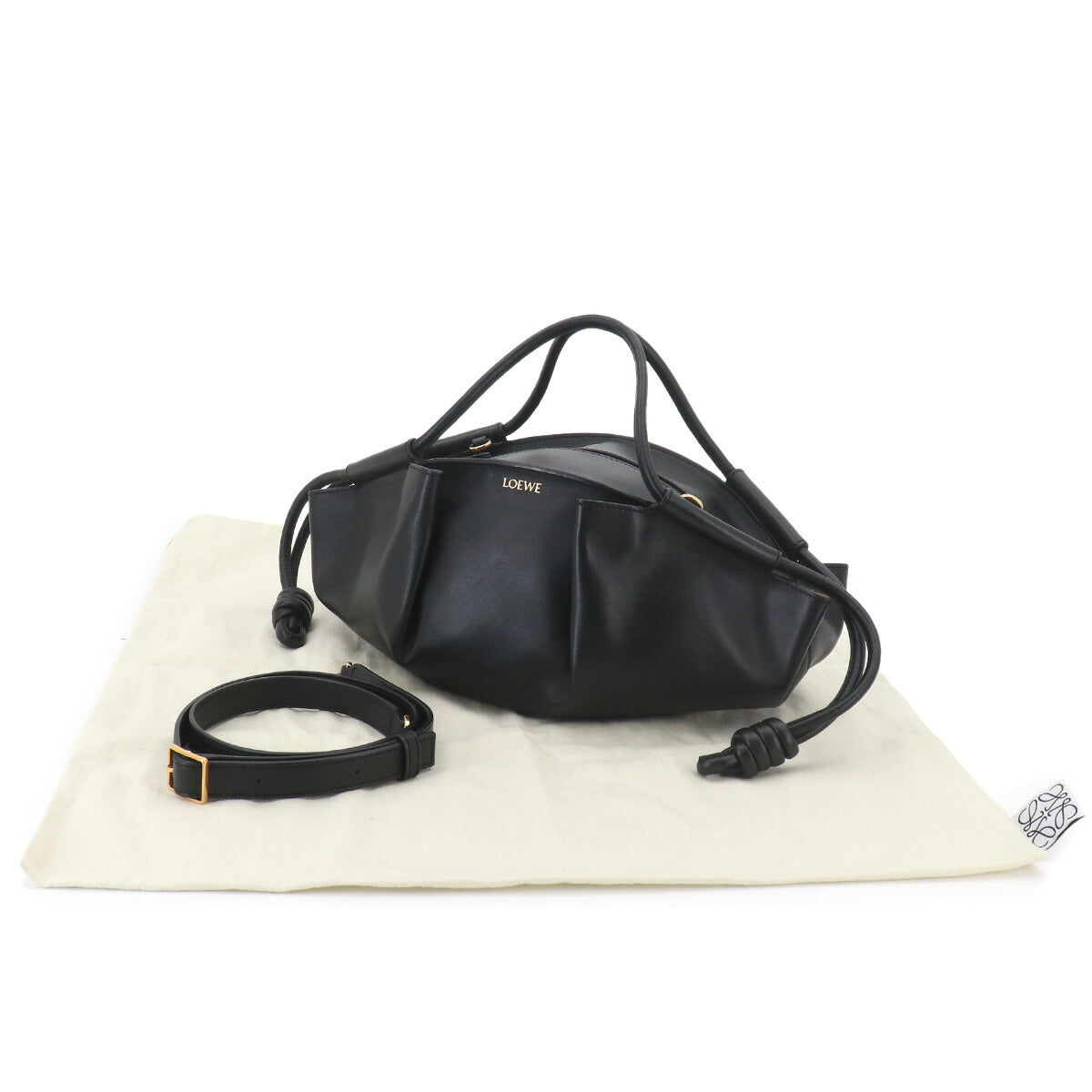 Paseo Small Hand Shoulder Bag Leather Black Purse