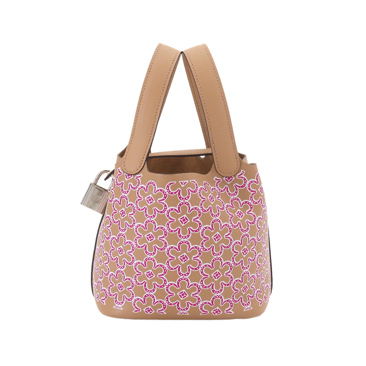 Picotin Lock Micro Lucky Daisy Hand Bag Swift Chai Rose Blanc